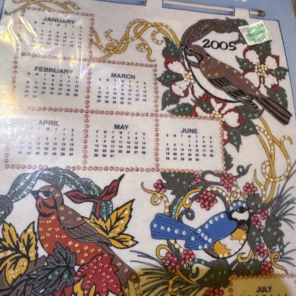 2005‎ Jeweled Calendar Kit 16x24 New Bird Theme Cardinals Bluebirds